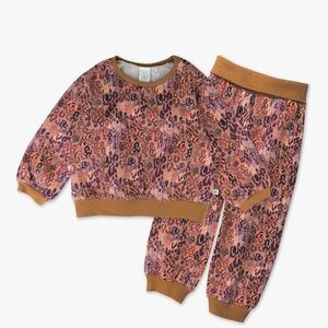 Honest Baby Playful Leopard Print Pullover Sweatshirt and Jogger Set